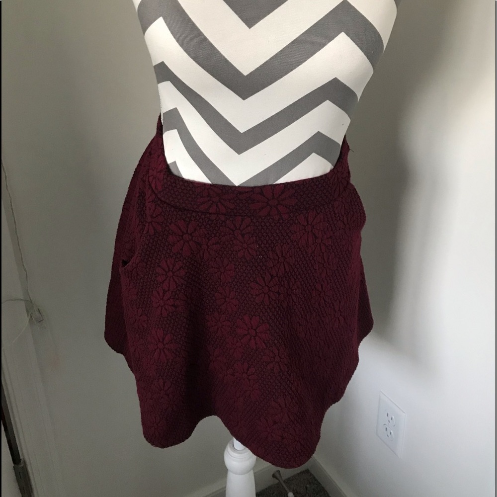 Maroon floral skirt